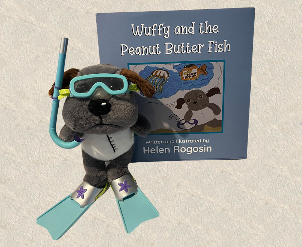 Wuffy and the Peanut Butter Fish and Dressed Wuffy Plush (snorkel gear) - Book 3 Dressed Gift Set